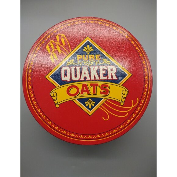 Vintage 1980s 90s Lot of 2 Quaker Oats Metal Tin Cans, 1983, 1990 - Picture 12 of 17